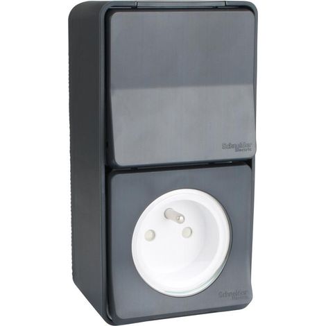 Schneider Electric Mureva Styl Steckdose grau mit Wechselschalter 16A