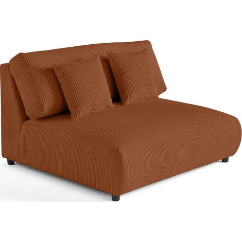 Garance - module d'assise 2 places sans accoudoirs - en velours côtelé - terracotta (1/5)