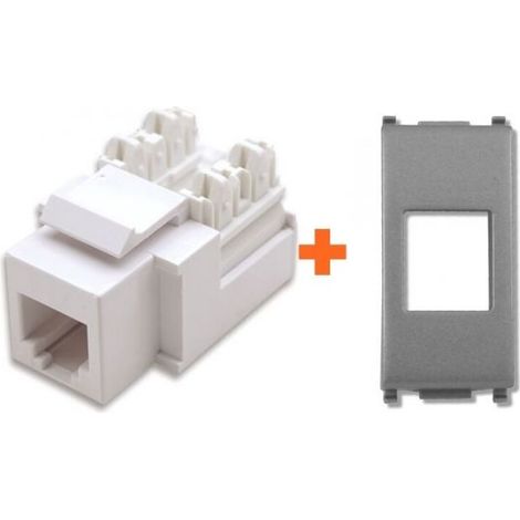 Presa telefonica da incasso RJ11 compatibile Vimar Plana silver