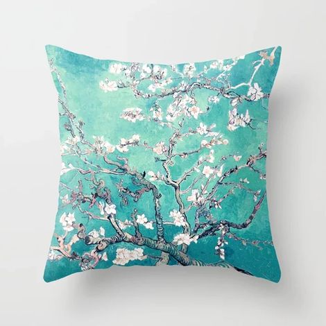 Taie Doreiller Coton Linen Imprimé Fleuri Double Face - Pour Canapé Lit Chaise Bureau Extérieur - 40x40 cm (1/5)
