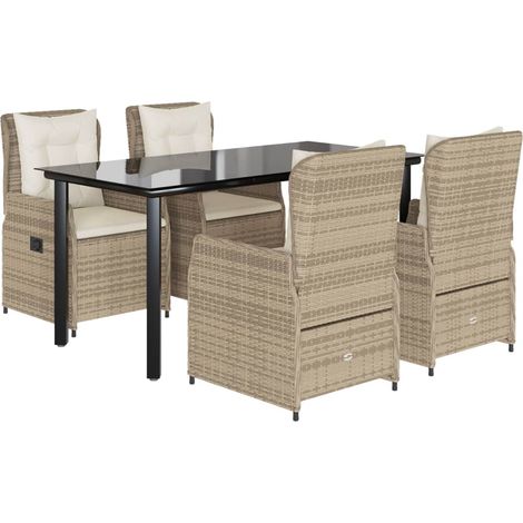 Maison Exclusive - Set comedor de jardín 5 pzas con cojines ratán (1/5)