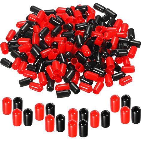 60 Embouts Ronds PVC - Lot de 60 - Noir et Rouge - Protection Filetages 7mm - Pour Tubes Métalliques et Vis - Diamètre 7mm (1/5)