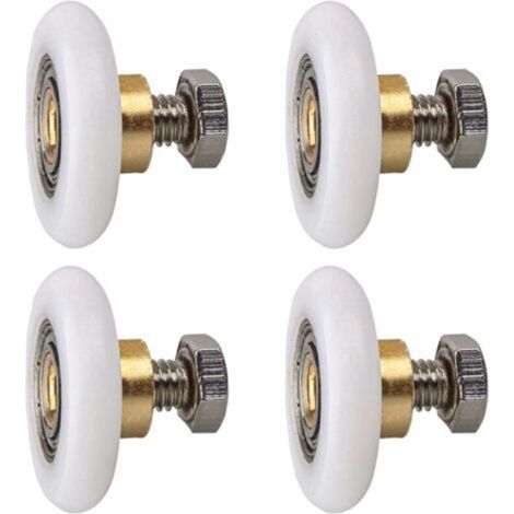 Rouleau de porte de douche, Rouleau Roulette Roue pour Porte de Douche Roulettes Coulissantes Porte Roue de Remplacement pour Rouleau 4 pièces (19MM) (1/5)