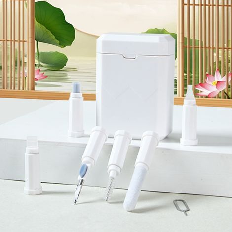 Kit de nettoyage multifonctionnel pour AirPods et iPhone, outils de réparation de câbles et de haut-parleurs, boîte à outils de nettoyage portable (1/5)