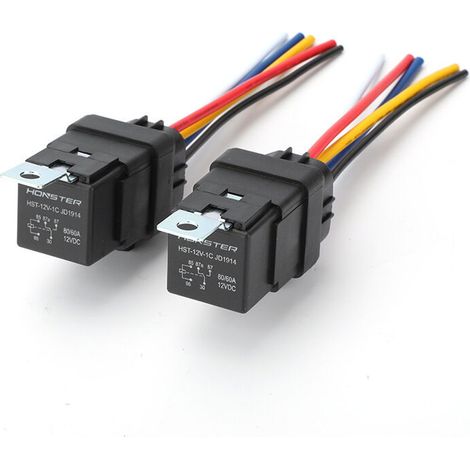 Wasserdichtes 80A 12V 5-poliges Relais (2er-Pack) - Universelles 4/5-poliges Kfz-Relais - Einzelspulen-Relais 80A/12V 5-polig (2er-Pack) (1/4)