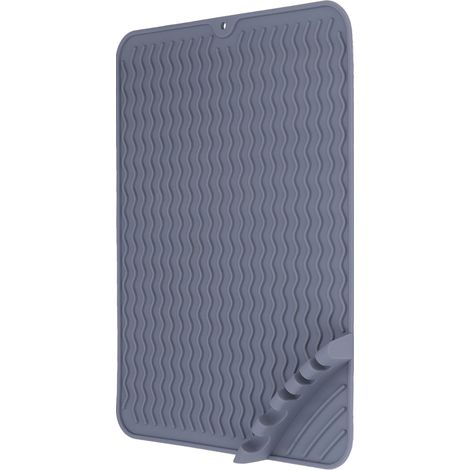 Tapis égouttoir à vaisselle en silicone alimentaire résistant aux hautes températures (230 °C), gris, pour la cuisine (1/5)