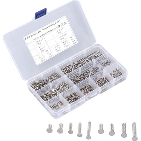 Kit de 400 vis à riveter pour soudage électrique en acier inoxydable - 9 spécifications (1/5)