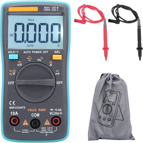 Multimètre numérique ZT101 6000 comptes, voltmètre AC DC, ampèremètre, ohmmètre, testeur de tension à plage automatique (1/5)