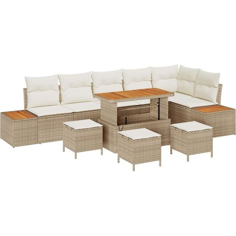 Maison Exclusive - Set Divano da Giardino con cuscino 10 pcs Beige Poly Rattan