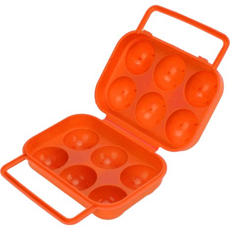 Boîte de transport à œufs 6 places en plastique ABS pour usage intérieur et extérieur - Orange vif (1/5)