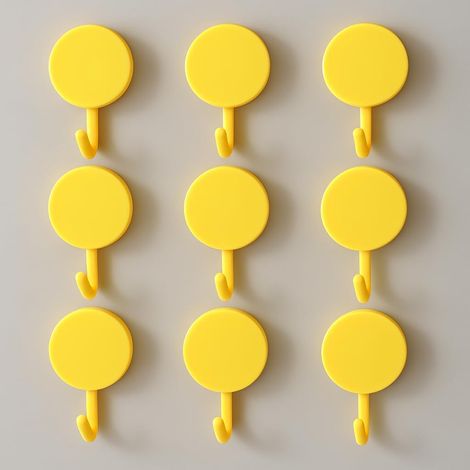 10 ganci autoadesivi colorati, graziosi ganci da parete, ganci per asciugamani, per riporre oggetti in casa, in plastica, decorativi per pareti, bagno, ufficio, armadio (giallo)
