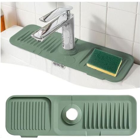 Splash di Protezione per rubinetto, un 17.7" x 5.5", recuperatore di acqua-in-silicone tappetino per lavello rubinetto da cucina, bagno, azienda agricola e il servizio di lavanderia (17,7", verde) (1/5)