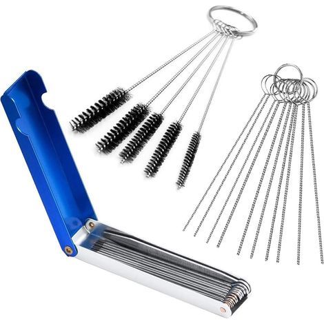Kit de limpieza de carburador, juego de herramientas para limpieza de carburador, juego con 13 alambres de limpieza, 10 agujas de limpieza, 5 cepillos de nailon (1/5)