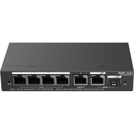 Ruijie Networks RG-ES206GS-P switch di rete Gestito L2 Gigabit Ethernet (10/100/1000) Supporto Power over Ethernet (PoE) Nero (1/4)