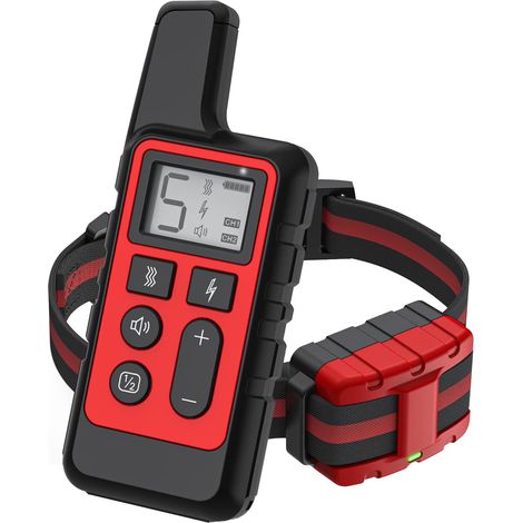 QAZQA Collier de choc pour petits chiens, 3 modes électroniques étanches à large portée avec télécommande rouge pour dresser les petits chiens de taille moyenne