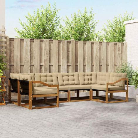 Outdoor-Sofagarnitur mit Kissen 6 pcs Natur und Beige (1/5)