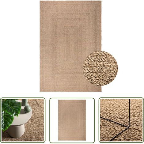 The Living Store Tapis ZIZUR 200x290 cm aspect de jute intérieur et extérieur - Tapis Exterieur - Tapis Interieur - Tapis Jute - Tapis Rectangulaire - Tapis Résistant Aux Uv (1/5)