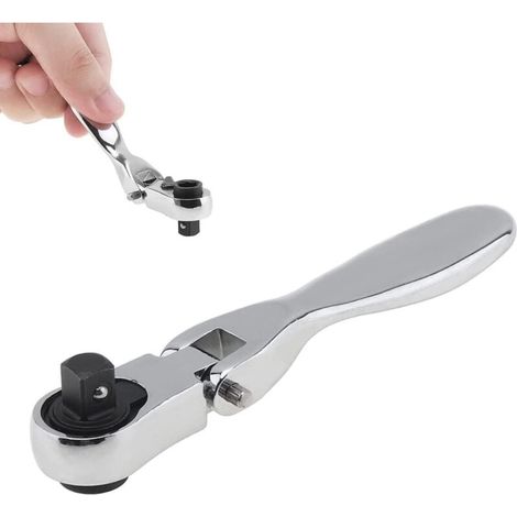 Mini clé à cliquet 1/4" en acier au chrome vanadium réversible 72 dents 2 en 1 clé à douille rapide avec tête carrée, douille (1/4)