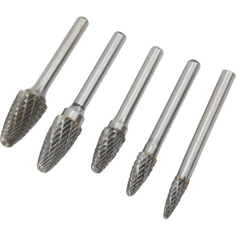 Jeu de limes rotatives en carbure à double tranchant, diamètre de tige de 6 mm, adaptées au meulage de surface des aéronefs, des véhicules et des navires. (1/5)