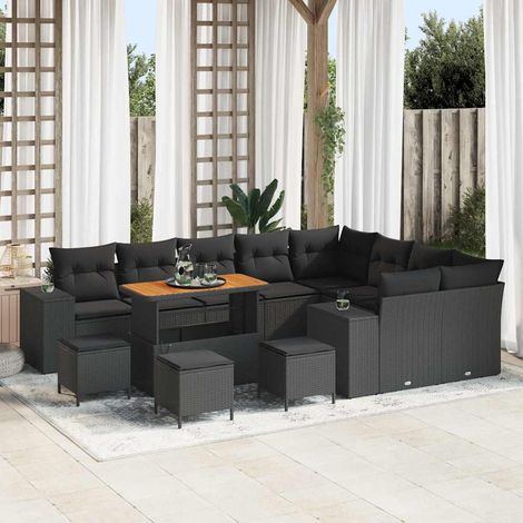 Conjunto de sofá de jardín 13 pcs Negro ratán sintético vidaXL (1/5)