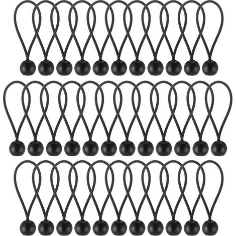 35 boules élastiques noires (20) Corde élastique pour bâche, crochet élastique portable et durable pour bannières, bâches, tonnelles, tentes, idéal pour le camping et la navigation de plaisance (1/4)