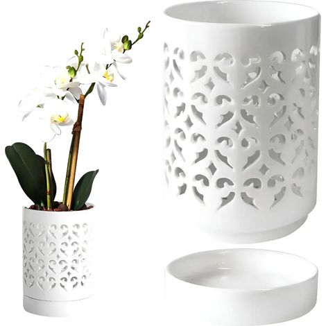 Pot à orchidées transparent FF 5 avec trous et base (1/5)