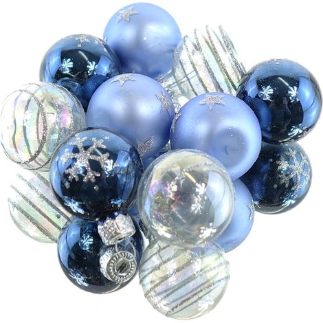 Christbaum-Micro-Kugeln Blau & Transparent 3er mix Ø 3 cm aus Glas - 9er Set