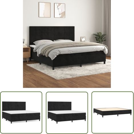 Lit à sommier tapissier et matelas Noir 200x200 Velours 6 (1/5)