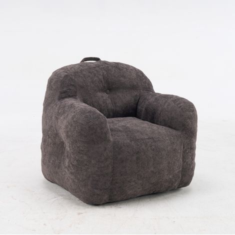 Bean Bag Sessel mit Armlehnen aus Kunstfell Dunkelgrau 95 x 95 x 79 cm (1/5)