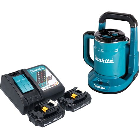 Makita DKT 360 RY2 Akku Wasserkocher 36 V ( 2x 18 V ) 0,8 L  + 2x Akku 1,5 Ah + Ladegerät