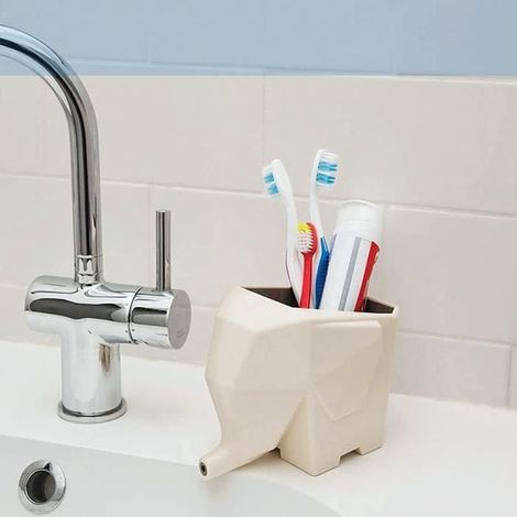 Porte Couverts éléphant Egouttoir Porte Eponge Evier Cuisine Blanc Avec Trou de Vidange pour Ranger Couteaux et Fourchettes Range (1/4)