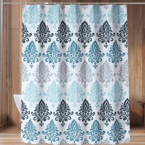 Gestreifter Duschvorhang aus Polyester, wasserdicht, Badezimmervorhang (S) (1/5)