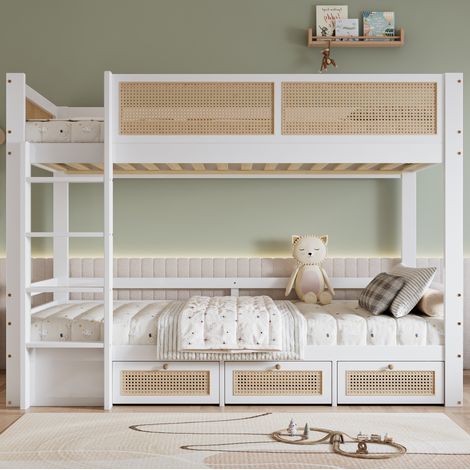 letto contenitore 90x200 cassetti scala sicura legno HAVRYA (1/5)