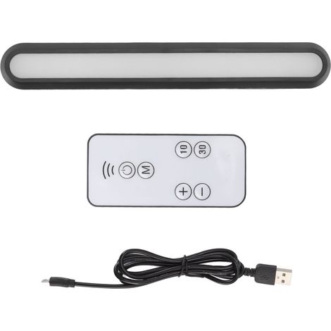 Barre lumineuse de bureau LED rechargeable USB, lampe de lecture magnétique noire à intensité variable, fonctionnant sur piles, lampe tactile pour armoire