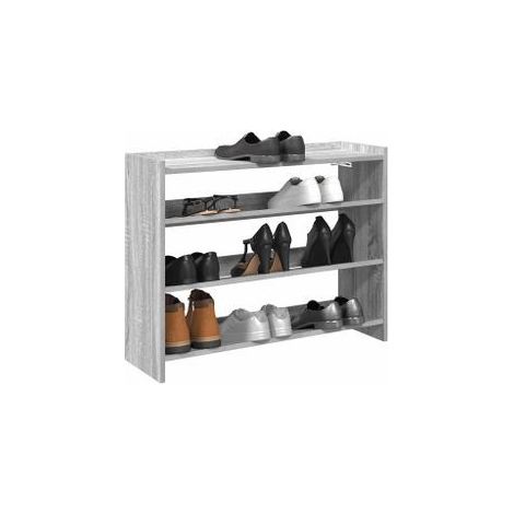 Étagère à chaussures en bois Manda L 80 x H 62cm - Rangement 3 niveaux-Chêne gris (1/5)
