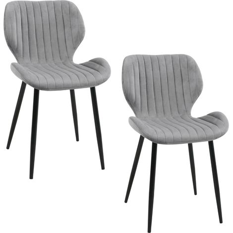 2x Silla de terciopelo con tapizado capitoné SJ17 Gris (1/5)