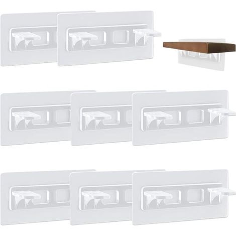 Soportes autoadhesivos para estantes - Transparentes - 8 piezas (1/5)