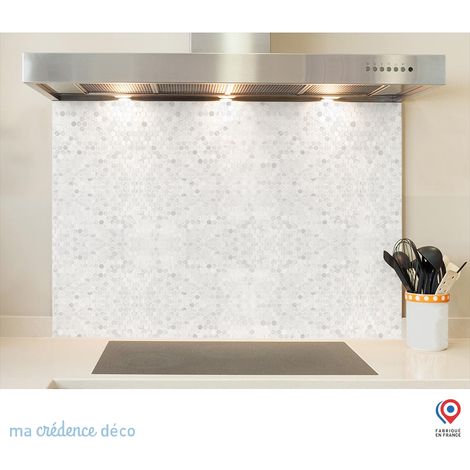 Fond de hotte : carrelage et cercles - Verre trempé - 90 cm - 60 cm (1/5)
