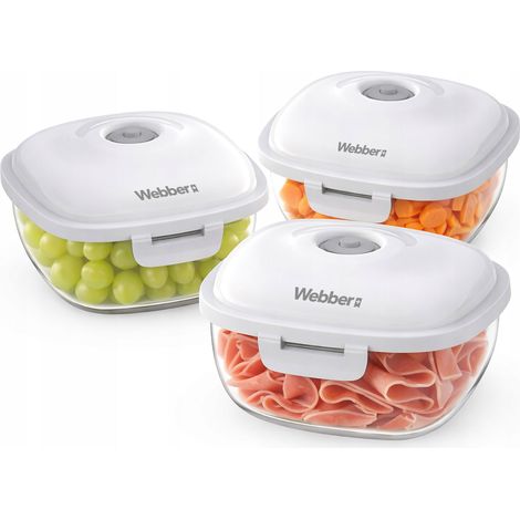 Webber+ Vakuumbehälter 3x 0,7L für Lebensmittel, BPA-frei, für Kühlschrank und Mikrowelle (1/5)