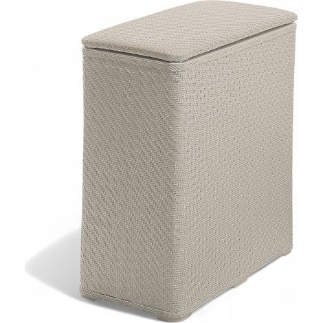 Portabiancheria cesta casalinga a scatola in resina 50x28xH55 cm Ambrogio - Beige (1/4)