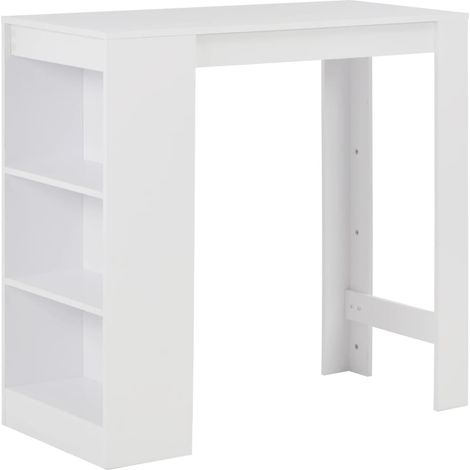 Mesa alta bar bistro con estante blanco 110 cm