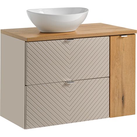 Mueble lavabo individual 80cm 2 cajones 1 puerta Manoa Cachemira y madera (1/4)