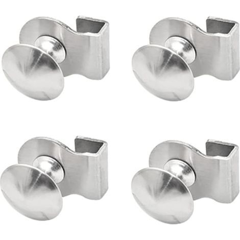 Set of 4 glass door handles - Stainless steel - No drilling required - For 5 to 8 mm thick glass display cases