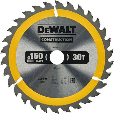 Lame De Scie Circulaire - 160 mm - Alésage 20 mm - Épaisseur 1.5 mm - 20 Dents ATB - Pour Bois Avec Clous - 1 Pièce (1/4)