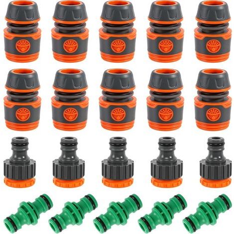 Raccords de Tuyau D'arrosage, 20 Pièces Embout Tuyau Arrosage avec Accessoires de Raccord, Connecteur Rapide de Tuyau D'arrosage 1/2 Pouce Raccord Tuyau Arrosage pour Famille Jardin (1/5)