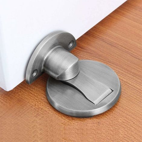 Magnetic Door Stop,Magnetic Door Stopper Brushed Satin Nickel,Floor Metal Magnetic Door Catch Invisible Door Holder with Adhesive,Stainless Steel Heavy Duty Silver Doorstop (1/4)