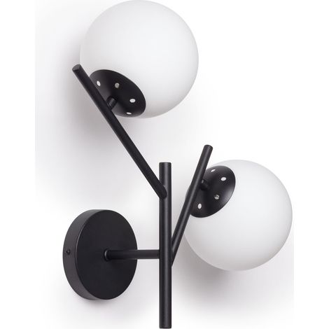 Lámpara de Pared de Metal y Cristal Balts Negro (1/5)