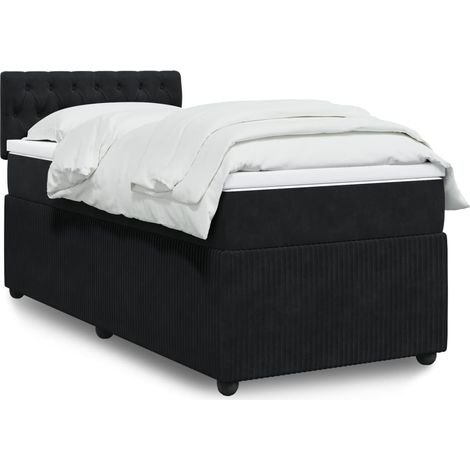 Lit simple - 100x200 cm, Sommier à lattes de lit avec matelas Noir Velours WFE267518 Maison Chic (1/5)