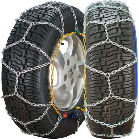 KN100 Lot de 2 chaînes à neige antidérapantes en acier à haute teneur en carbone résistant à l'usure pour SUV, camion, voiture (1/5)