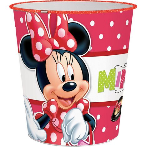 Disney cestino getta carte rosa a pois per bambine con Minnie in plastica ideale per cameretta cantina e/o box Dimensioni 20,5 x 16,5 x 23 cm